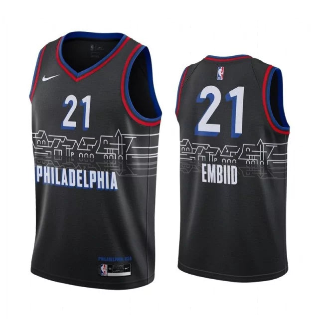 Regata NBA Philadelphia 76ers Nike Authentic Embiid 21 - Preta