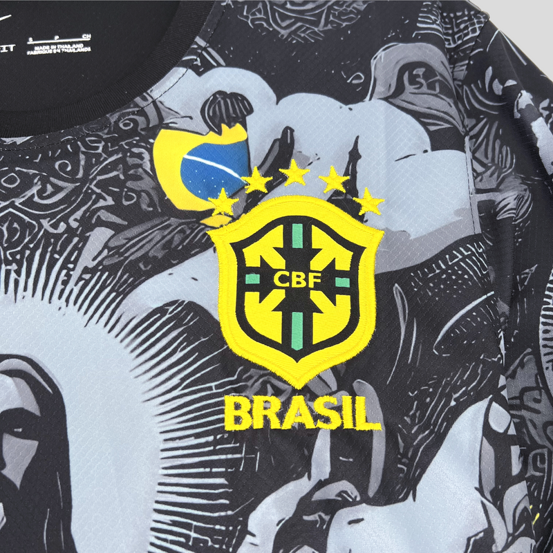 Camisa Brasil Edição Especial Cristo 24/25 s/n° Torcedor Nike Masculina - Preta e Branca