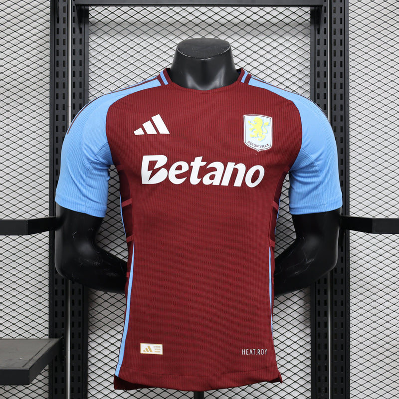 Camisa Aston Villa Home 2024/25 Jogador Adidas Masculino - Grená e Azul