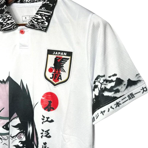 Camisa Japão Anime Naruto - Sasuke 24/25 - Torcedor Masculina - Branco com detalhes em Preto