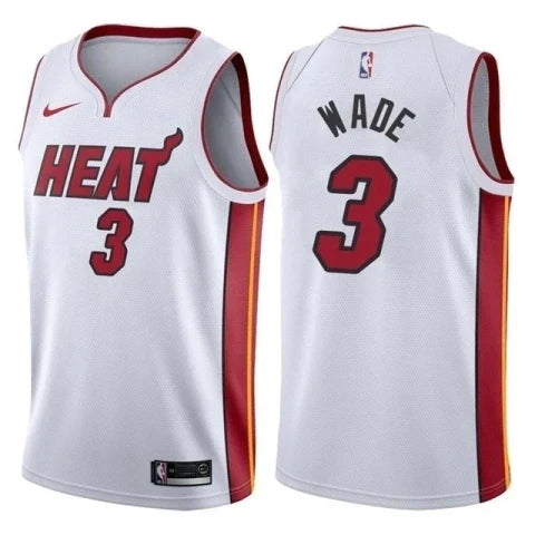 Regata NBA Miami Heat Nike Authentic Wade 3 - Branca e Vermelha