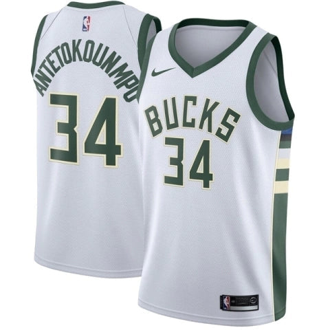 Regata NBA Milwaukee Bucks Nike Authentic Antetokounmpo 34 - Branca