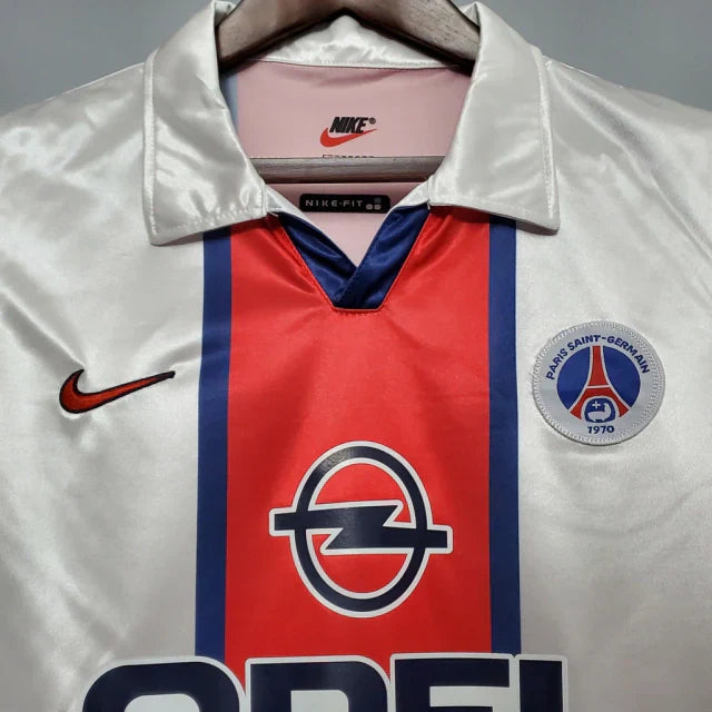 Camisa Paris Saint Germain PSG Retrô Away 98/99 Torcedor Nike Masculina - Branco, Azul e Vermelho