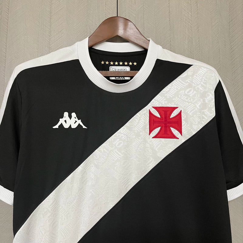 Camisa Vasco da Gama I Home 2024/25 Kappa Torcedor Masculino Preto e Branco