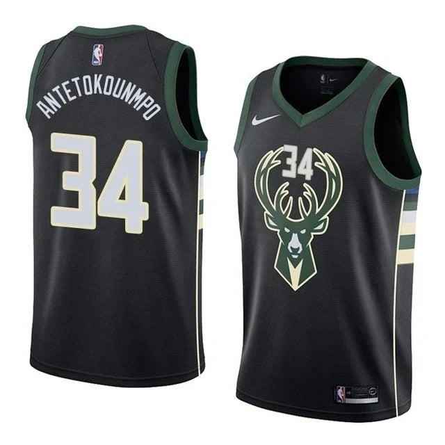 Regata NBA Milwaukee Bucks Nike Authentic Antetokounmpo 34 - Preta