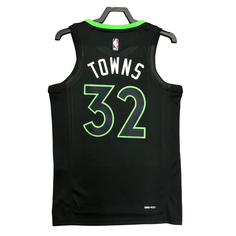 Regata NBA Minnesota Timberwolves Jordan Authentic Towns 32 - Preta