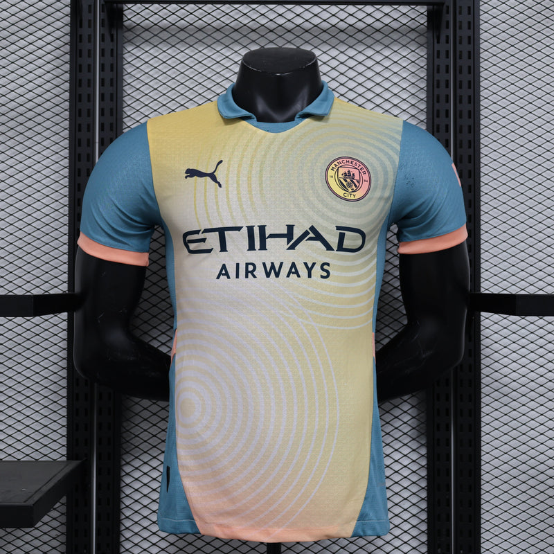 Camisa Manchester City Third 2024/25 Jogador Puma Masculino - Creme, Azul e Rosa