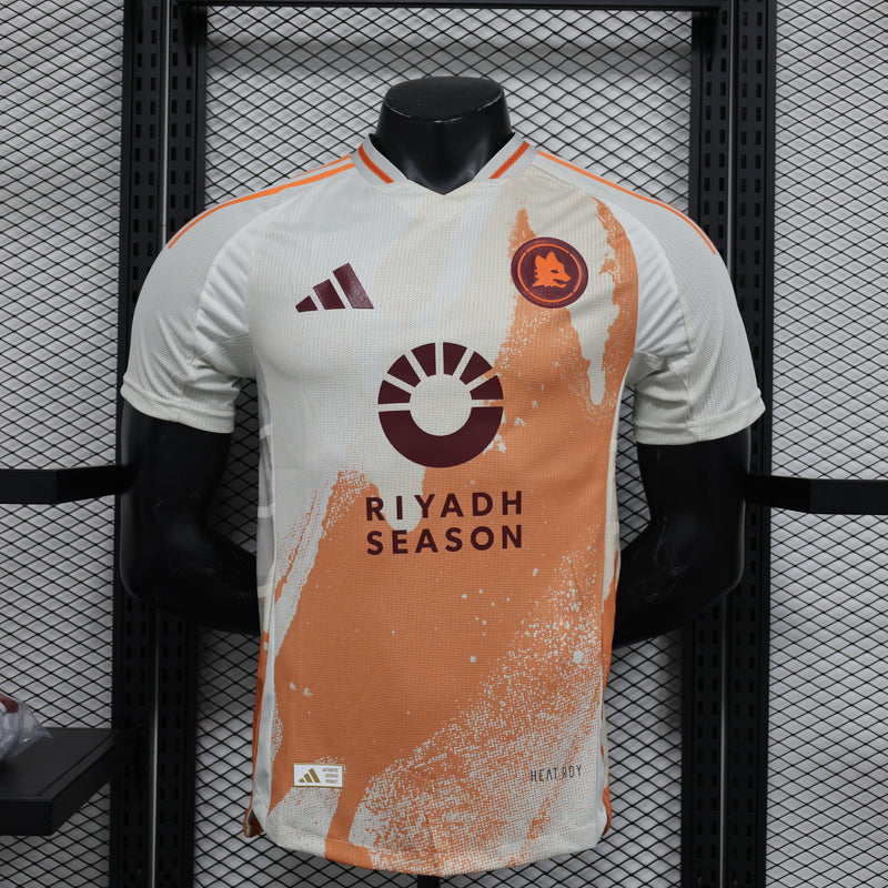 Camisa Roma Away 2024/25 Jogador Adidas Masculino - Branca e Laranja