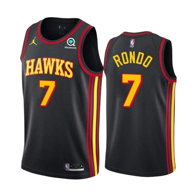 Regata NBA Atlanta Hawks Jordan Authentic Rondo 7 - Preta