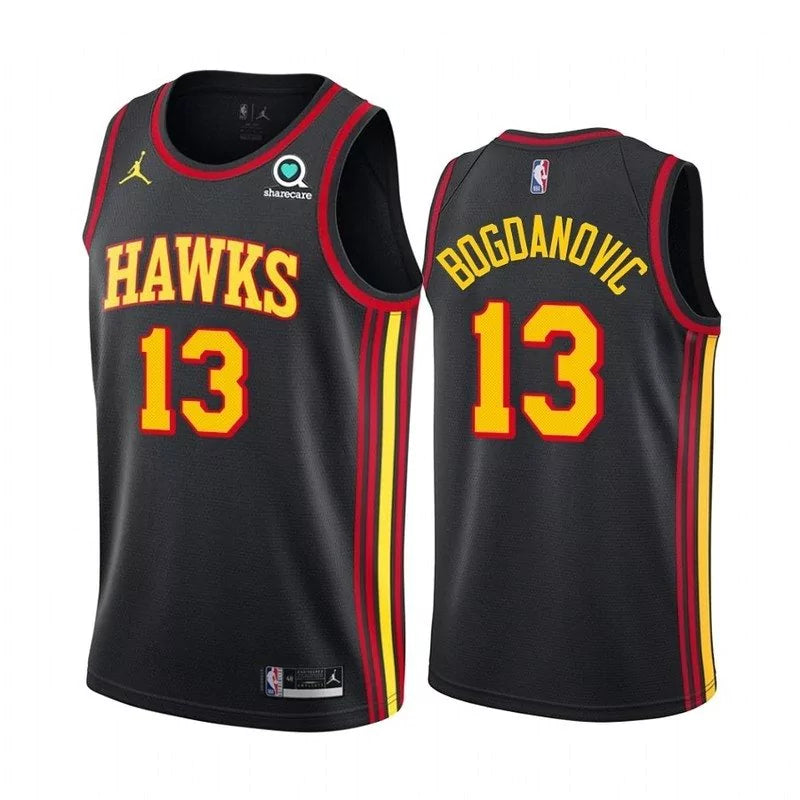 Regata NBA Atlanta Hawks Jordan Authentic Bogdanovic 13 - Preta