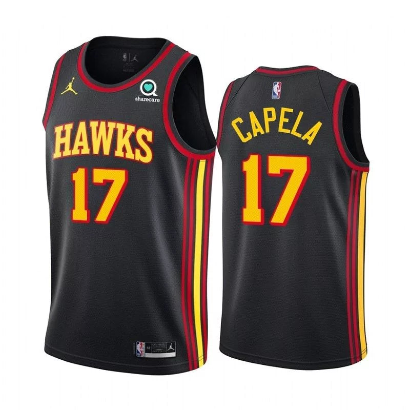 Regata NBA Atlanta Hawks Jordan Authentic Capela 17 - Preta