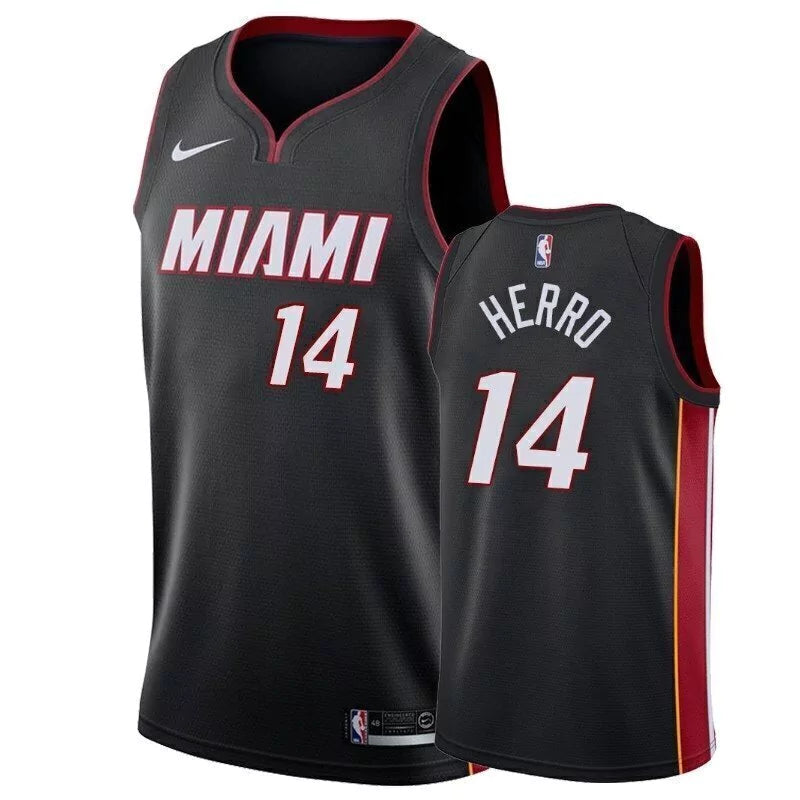 Regata NBA Miami Heat Nike Authentic Herro 14 - Preta e Vermelha