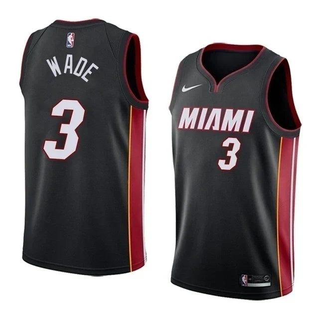 Regata NBA Miami Heat Nike Authentic Wade 3 - Preta e Vermelha