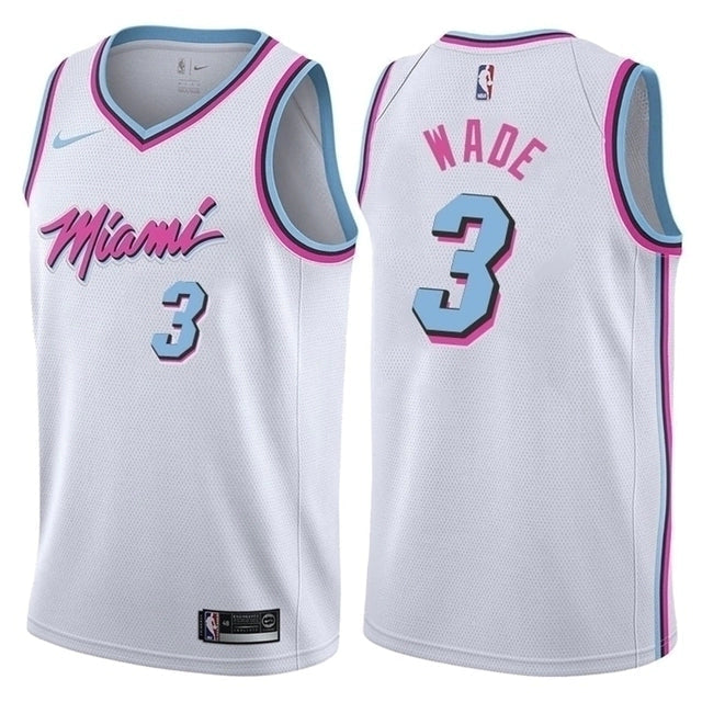 Regata NBA Miami Heat Nike Authentic Wade 3 - Branca