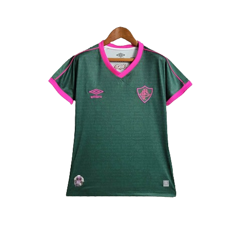 Camisa Fluminense III 23/24 Umbro Torcedor Feminina Verde e Rosa