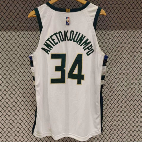 Regata NBA Milwaukee Bucks 75º Aniversário Nike Authentic Antetokounmpo 34 - Branca