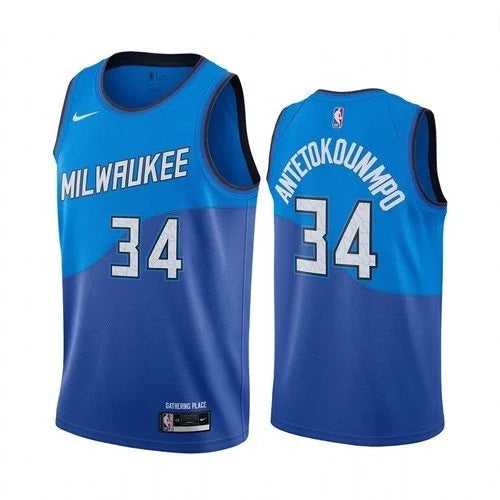 Regata NBA Milwaukee Bucks Nike Authentic Antetokounmpo 34 - Azul