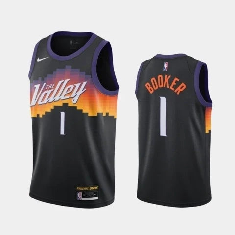 Regata NBA Phoenix Suns Nike Authentic Brooker 1 - Preta