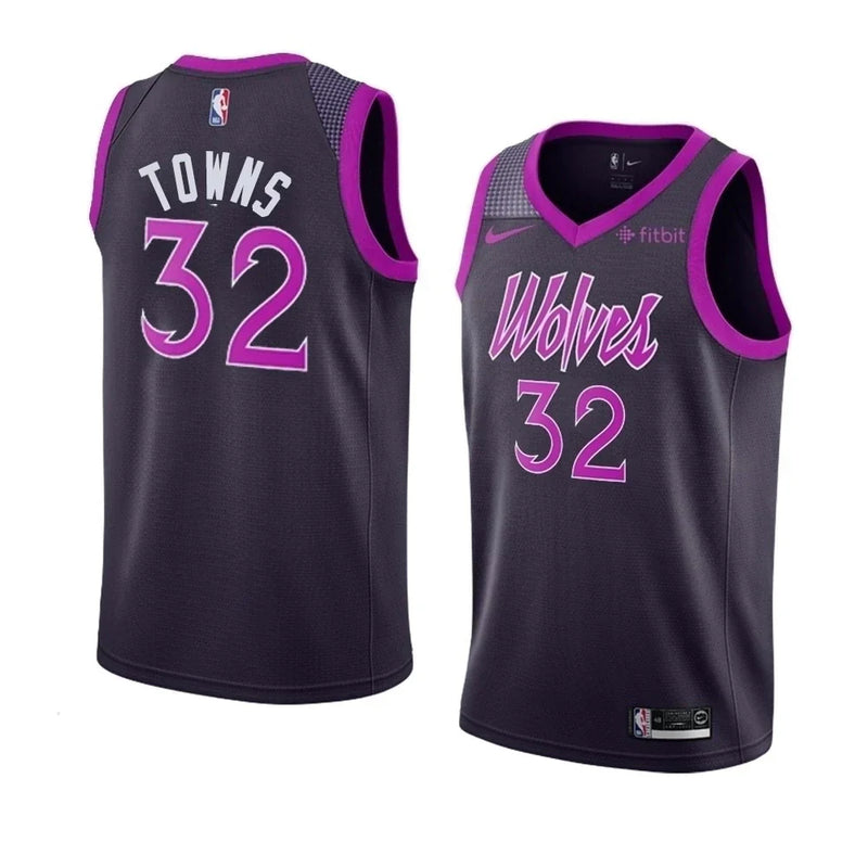 Regata NBA Minnesota Timberwolves City Edition 18/19 Nike Authentic Swingman Towns 32 - Preta