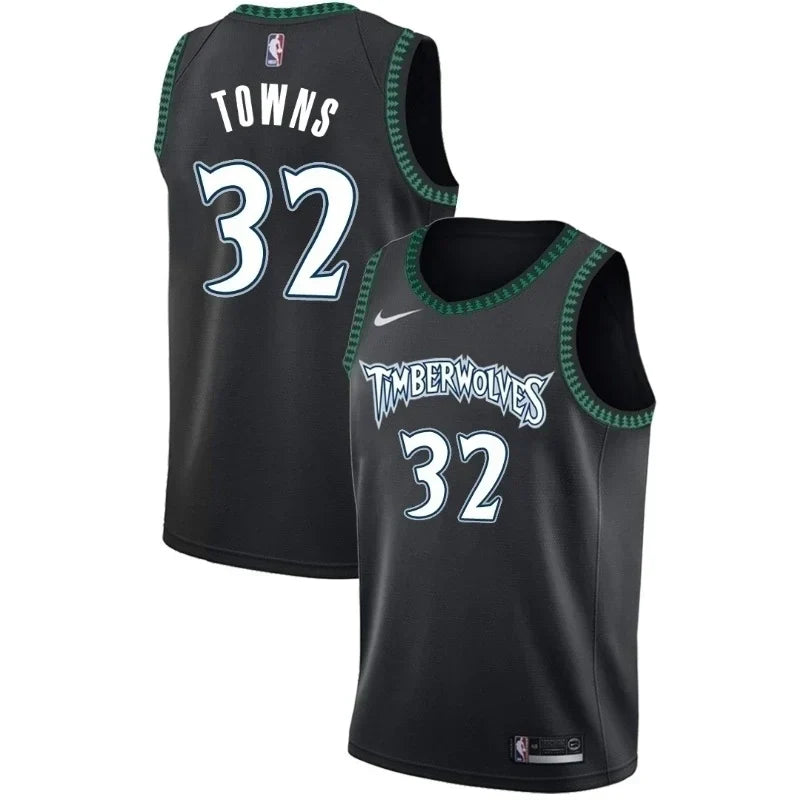 Regata NBA Minnesota Timberwolves Nike Authentic Swingman Towns 32 - Preta e Verde