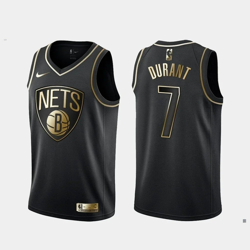 Regata NBA Brooklyn Nets Golden Edition Nike Authentic Durant 7 - Preta