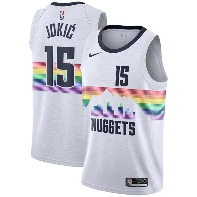 Regata NBA Denver Nuggets Nike Authentic Jokic 15 - Branca