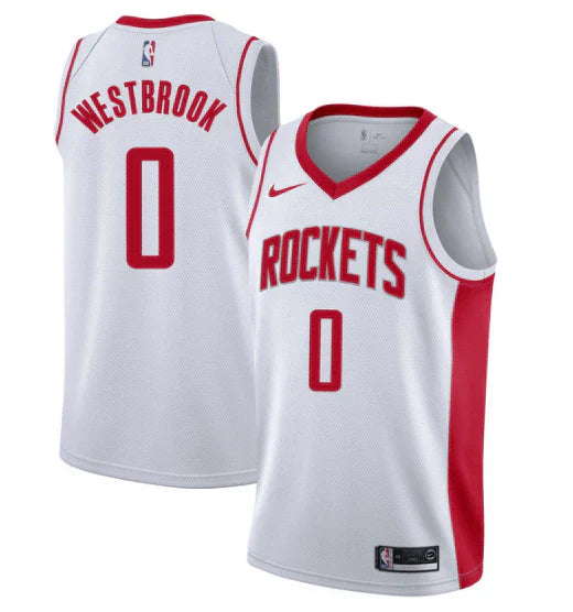 Regata NBA Houston Rockets Nike Authentic Swingman Westbrook 0 - Branca e Vermelha