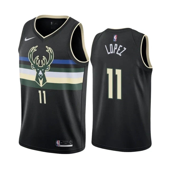 Regata NBA Milwaukee Bucks Nike Authentic Lopez 11 - Preta