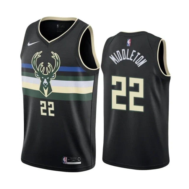 Regata NBA Milwaukee Bucks Nike Authentic Middleton 22 - Preta