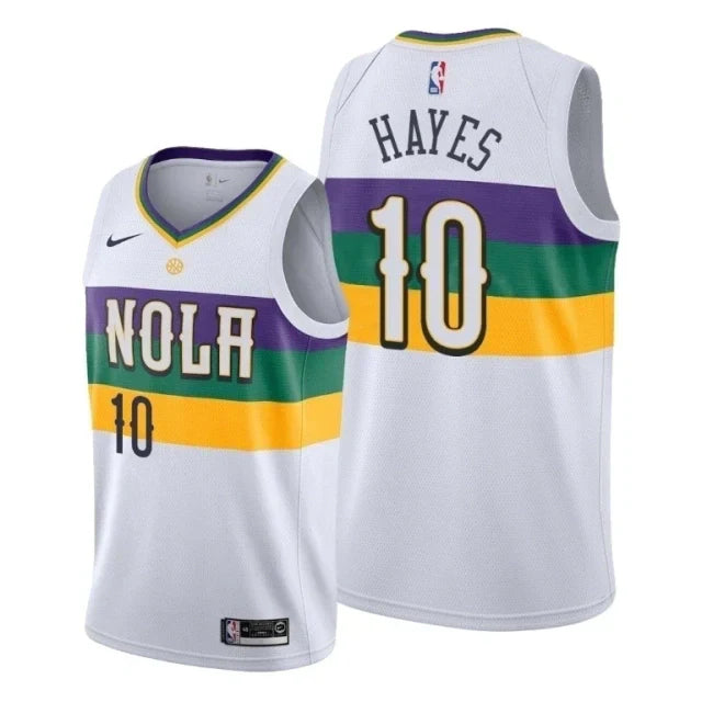 Regata NBA New Orleans Pelicans City Edition Nike Authentic Swingman Hayes 10 - Branca