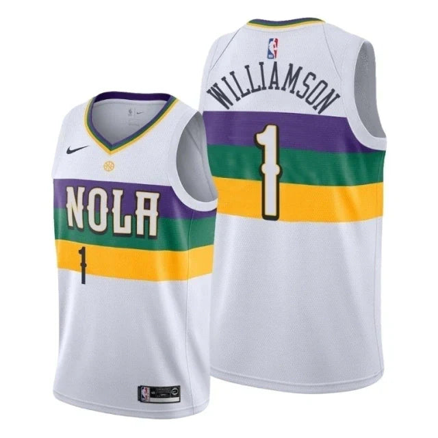 Regata NBA New Orleans Pelicans City Edition Nike Authentic Swingman Williamson 1 - Branca