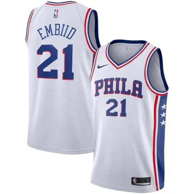 Regata NBA Philadelphia 76ers Nike Authentic Embiid 21 - Branca