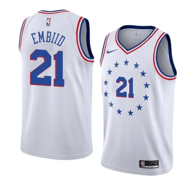 Regata NBA Philadelphia 76ers Nike Authentic Embiid 21 - Branca