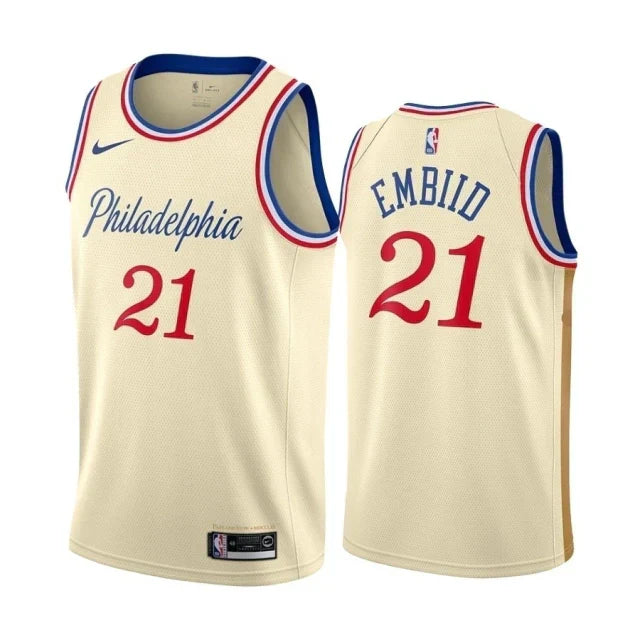 Regata NBA Philadelphia 76ers Nike Authentic Embiid 21 - Bege