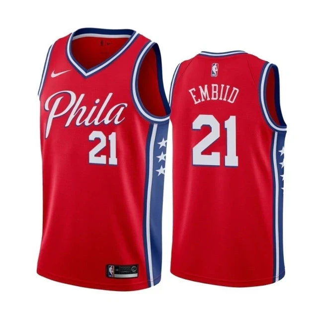 Regata NBA Philadelphia 76ers Nike Authentic Embiid 21 - Vermelha