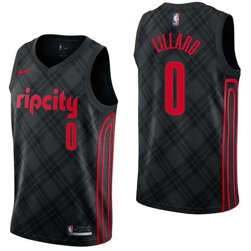 Regata NBA Portland Trail Blazers City Edition Nike Authentic Swingman Lillard 0 - Preta