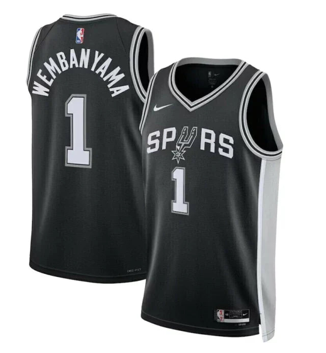 Regata NBA San Antonio Spurs Nike Authentic Wembanyama 1 - Preta