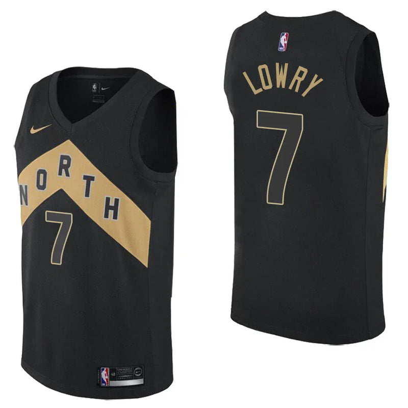 Regata NBA Toronto Raptors Nike Authentic Swingman Lowry 7- Preta e Dourada