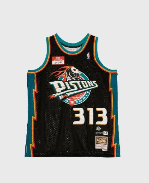 Regata NBA Detroit Pistons Mitchell & Ness Authentic Shady 313 - Preta