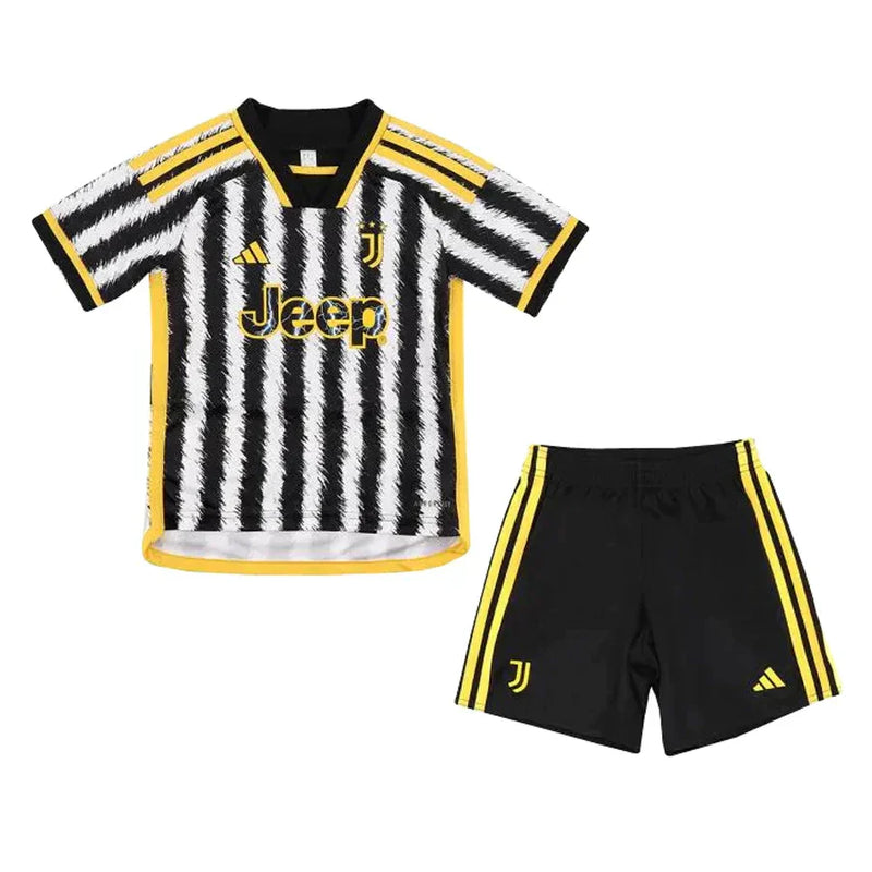 Conjunto Infantil Juventus Home 23/24 - Branco e Preto