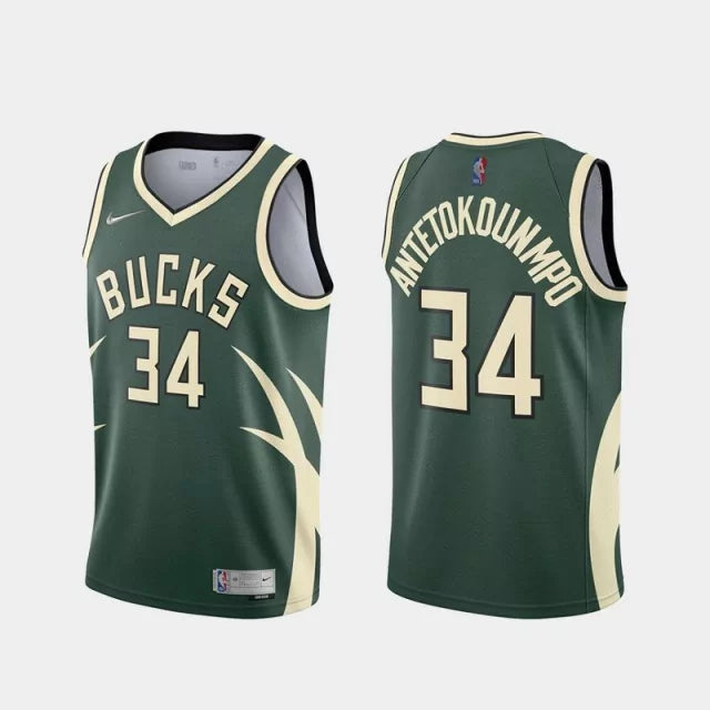 Regata NBA Milwaukee Bucks Nike Authentic Antetokounmpo 34 - Verde